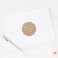 Calligraphy Taupe Wedding Umschlag Aufklebers
