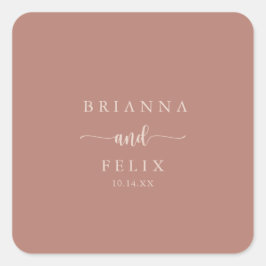 Calligraphy Terracotta Wedding Umschlag Aufklebers Quadratischer Aufkleber