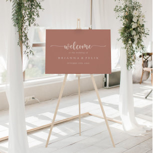 Calligraphy Terracotta Wedding Welcome Sign Poster
