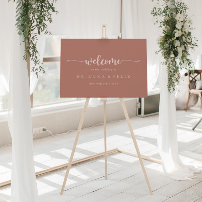 Calligraphy Terracotta Wedding Welcome Sign Poster (Von Creator hochgeladen)