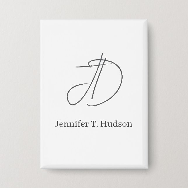 Calligraphy trendy classical monogram  button (Vorderseite)