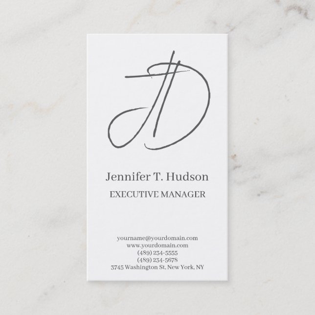 Calligraphy trendy classical monogram profile card visitenkarte (Vorderseite)