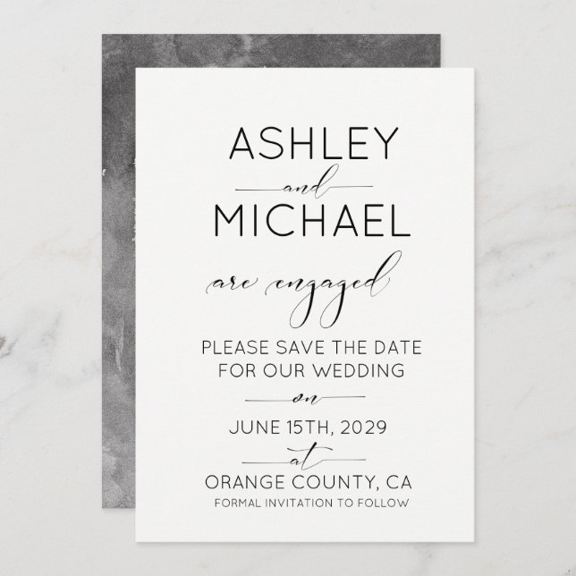 CALLIGRAPHY TYPOGRAPHY Wedding Save the Date Einladung (Vorne/Hinten)