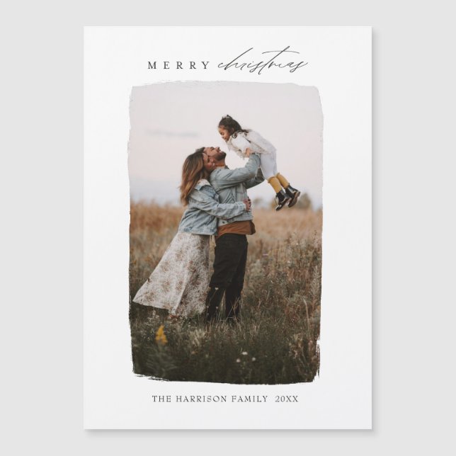 Calligraphy Vertical Christmas Foto Magnet Card (Vorderseite)