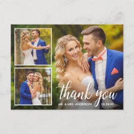 Calligraphy Wedding 3 Foto Collage Vielen Dank Postkarte