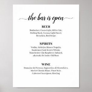 Calligraphy Wedding Bar Menu Sign Poster