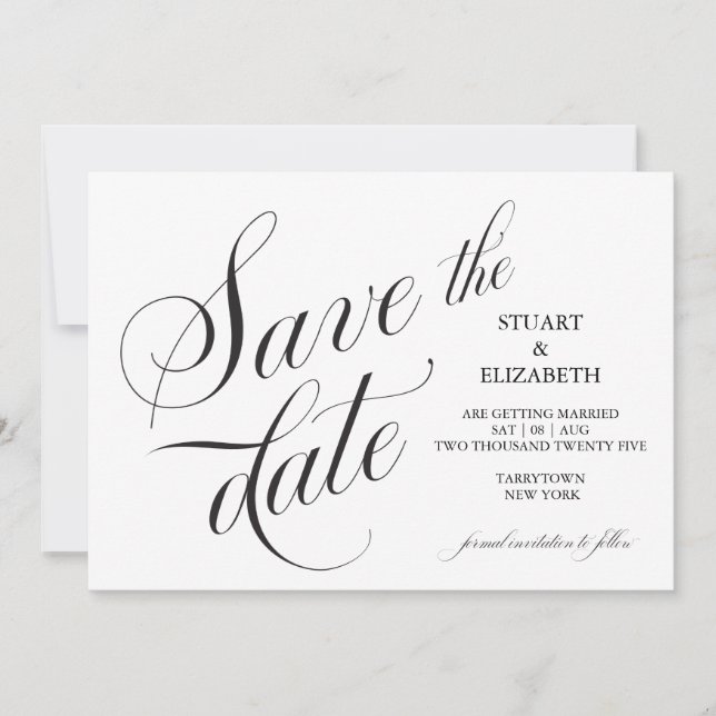 Calligraphy Wedding Card Save the Date (Vorderseite)
