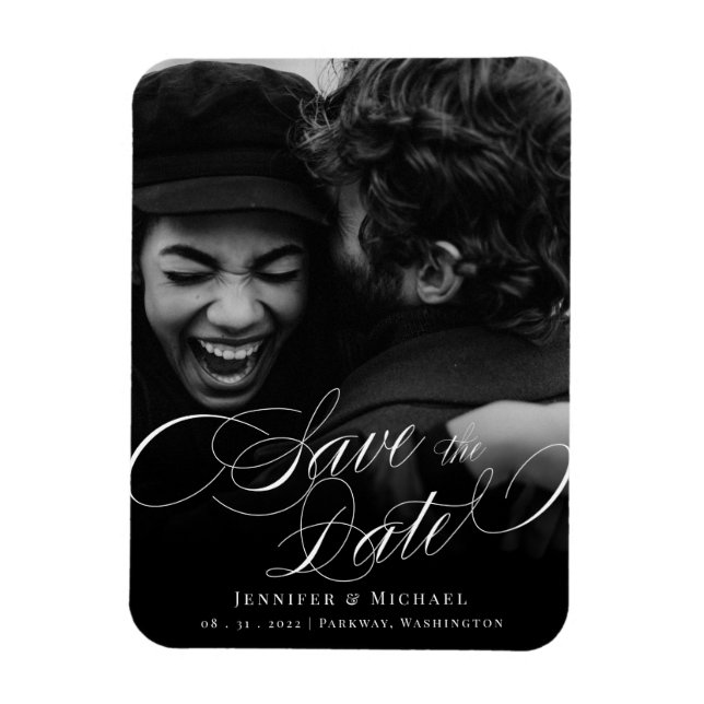 Calligraphy Wedding Classic Elegant Save the Date Magnet (Vertikal)