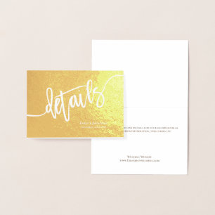 Calligraphy Wedding Details Gold Folienkarte