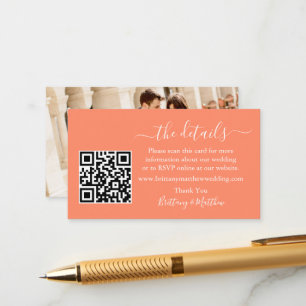 Calligraphy Wedding Details Web QR Foto Coral Begleitkarte