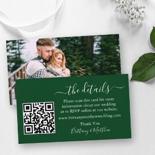 Calligraphy Wedding Details Website QR Foto Green Begleitkarte