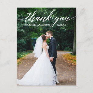 Calligraphy Wedding Foto Elegant Vielen Dank Postkarte
