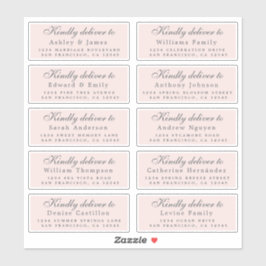 Calligraphy Wedding Guest Address Pink Aufkleber