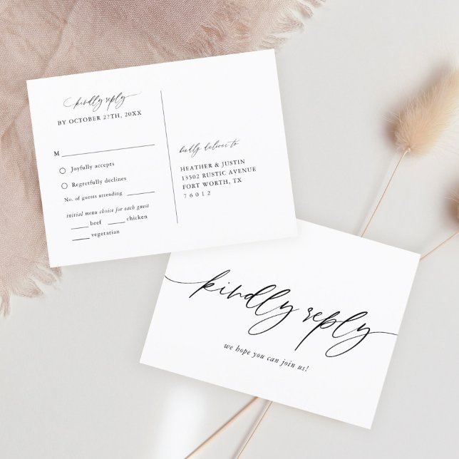 Calligraphy Wedding Menu Choice UAWG Postkarte (Von Creator hochgeladen)