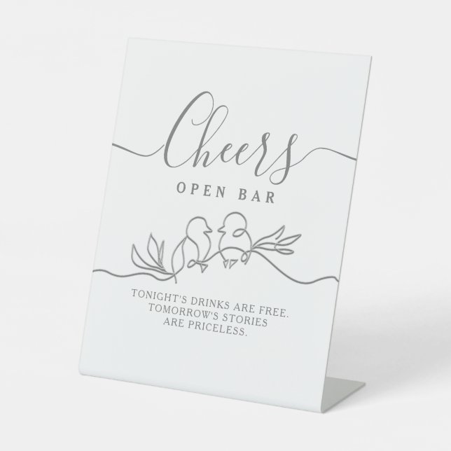 Calligraphy Wedding Open Bar Sockelschild (Vorderseite)