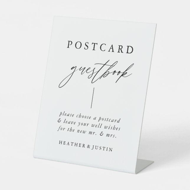 Calligraphy Wedding Postcard Guestbook Sign Sockelschild (Vorderseite)