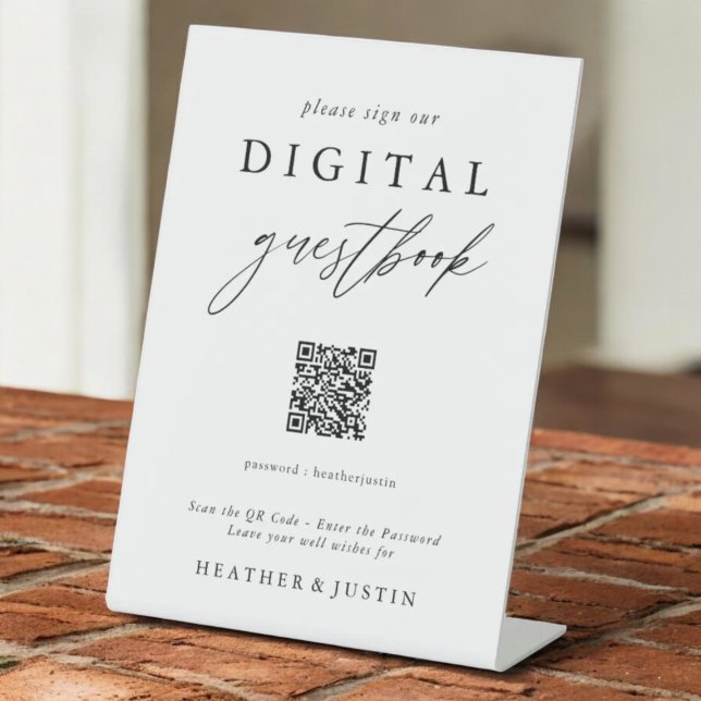 Calligraphy Wedding QR Code Digitales Gästebuch Sockelschild (Von Creator hochgeladen)