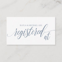 Calligraphy Wedding Registry Cards - Dusty Blue