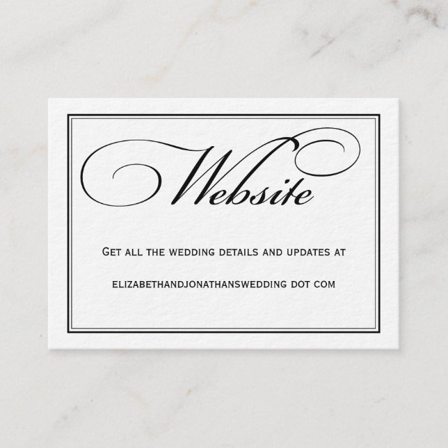 Calligraphy Wedding Website Information Card Begleitkarte (Vorderseite)