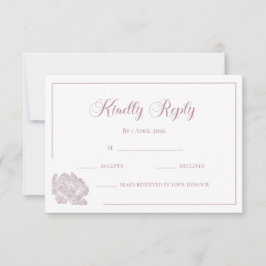 Calligraphy White Blush Pink Floral Wedding RSVP Karte