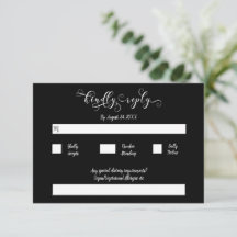 Calligrapy Skript Traditionelle Black Wedding RSVP