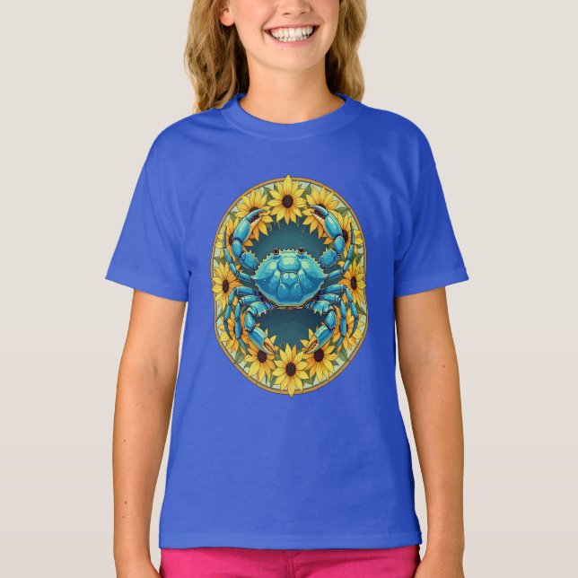 Callinectes sapidus Crustacean and Black Mit Augen T-Shirt (Vorderseite)