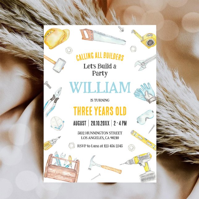 Calling All Builders Kids Boy Birthday Invitation Einladung (Von Creator hochgeladen)