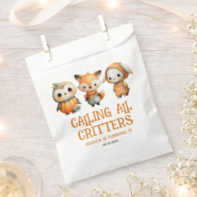 Calling All Critters Woodland Fall Kids' Birthday Geschenktütchen (Ausgeschnitten)