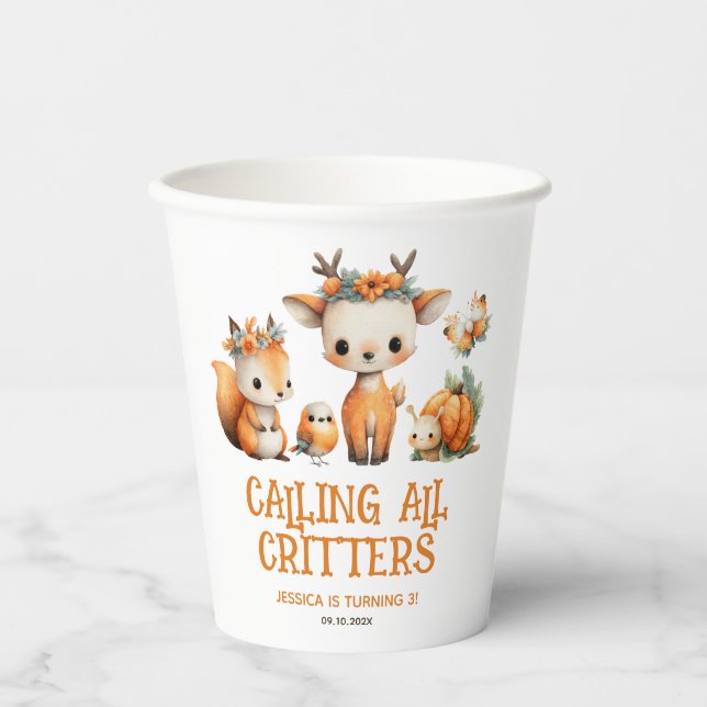Calling All Critters Woodland Fall Kids' Birthday  Pappbecher (Vorderseite)