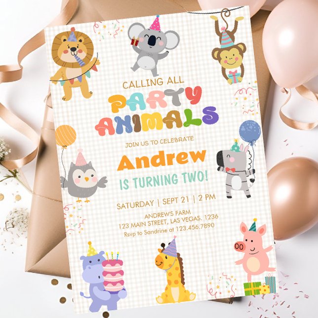 Calling All Party Animals Birthday Einladung (Von Creator hochgeladen)
