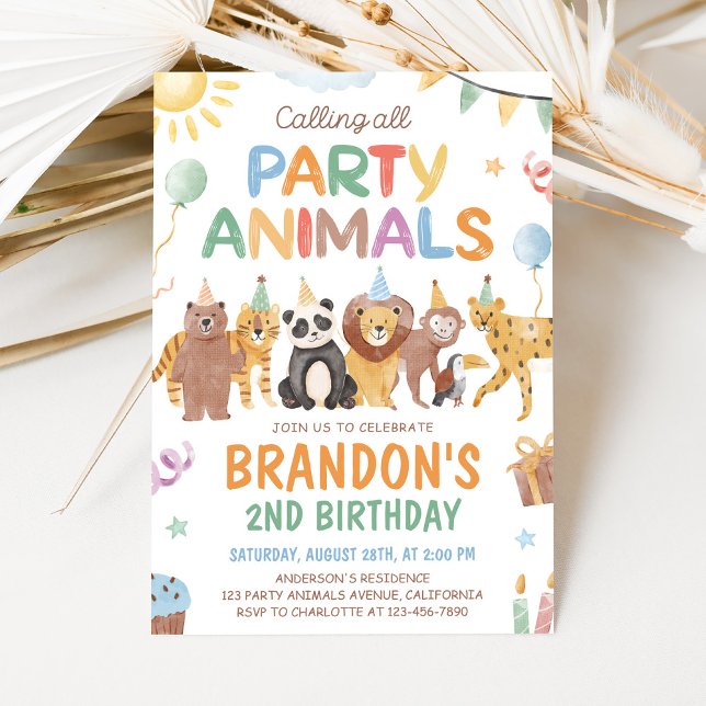 Calling All Party Animals Birthday Invitation Einladung (Von Creator hochgeladen)