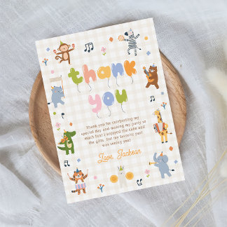 Calling All Party Animals Safari Birthday Dankeskarte