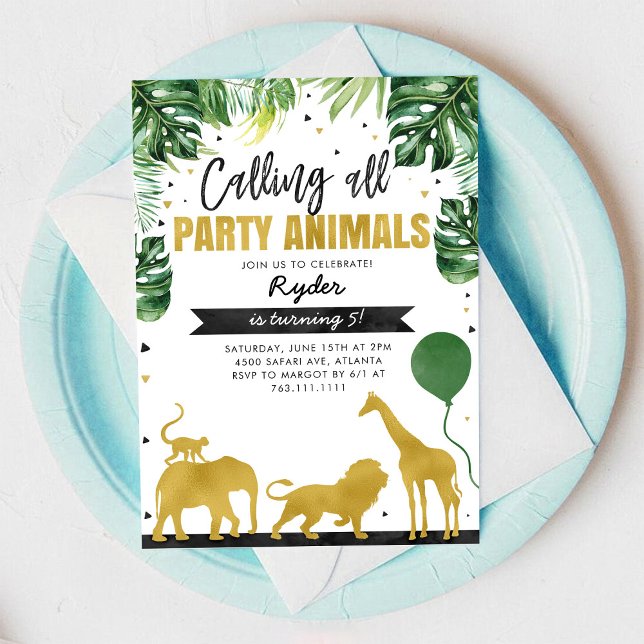 Calling All Party Animals Safari Birthday  Einladung (Von Creator hochgeladen)