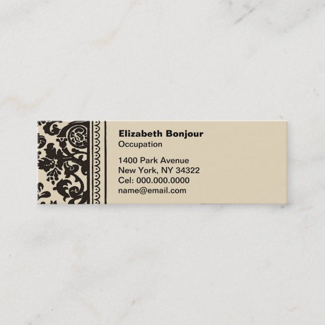 Calling Card der französischen Creme Telefonnummerkarte (Vorderseite)