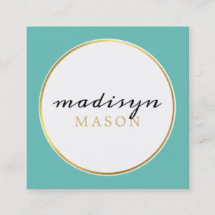 CALLING CARD Kreis Rand schwarzen goldenen Jade gr Quadratische Visitenkarte