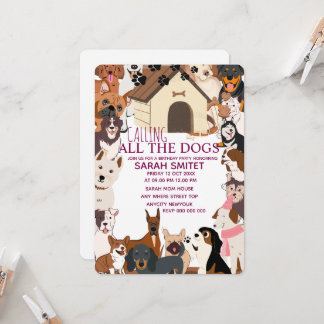 CallingAll Hunde Birthday Pawty lassen Sie uns tun Einladung