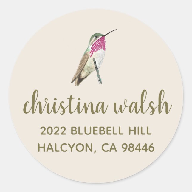 Calliope Hummingbird Umschlag Aufkleber (Vorderseite)