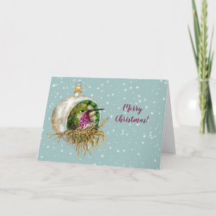 Calliope-Kolibri in Vintagen Ornamenten nisten Karte