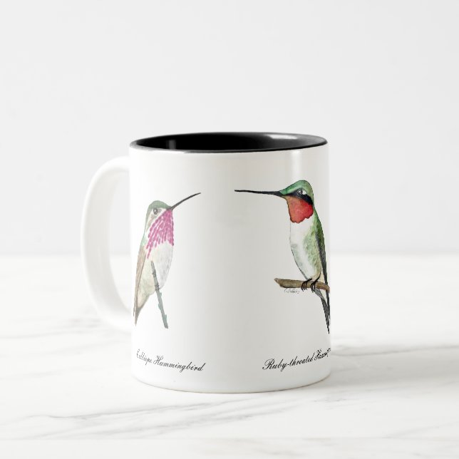Calliope, Rufous und Ruby-throated Hummingbirds Zweifarbige Tasse (Vorderseite Links)