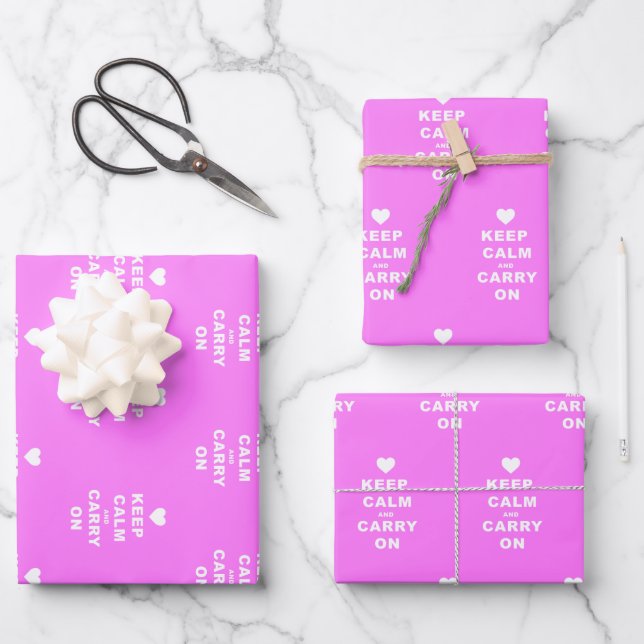 CALM AN CARRON AUF Pink behalten Geschenkpapier Set (Vorderseite)