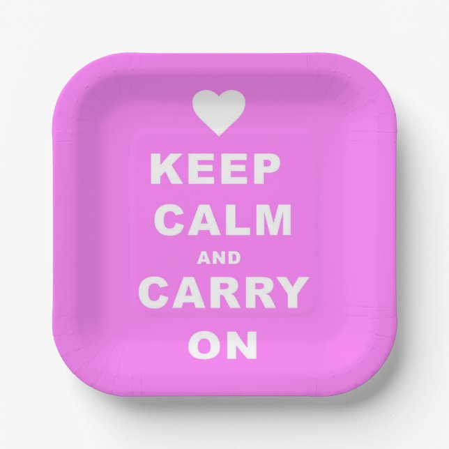 CALM AN CARRON AUF Pink behalten Pappteller (Vorderseite)