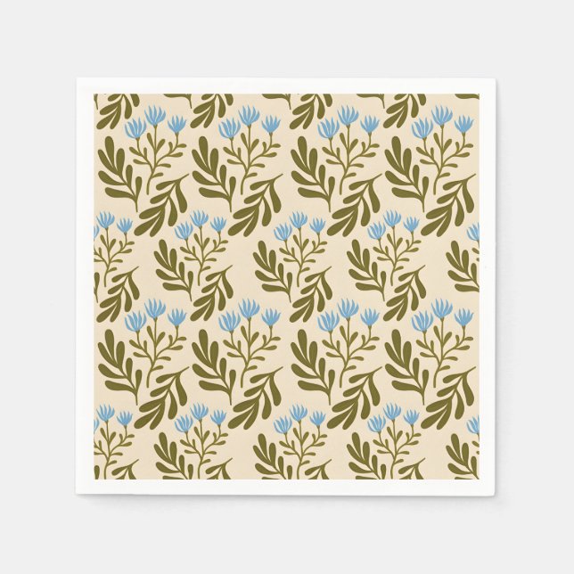  Calm and Natural: Blue Flower Seamless Pattern Serviette (Vorderseite)