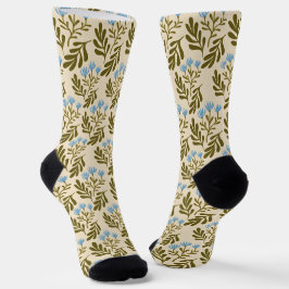  Calm and Natural: Blue Flower Seamless Pattern Socken