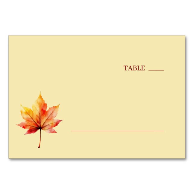 Calm Autumn Watercolor Maple Leaf Tischnummer (Vorderseite)