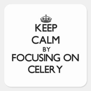 Calm behalten, indem man sich auf Celery konzentri Quadratischer Aufkleber