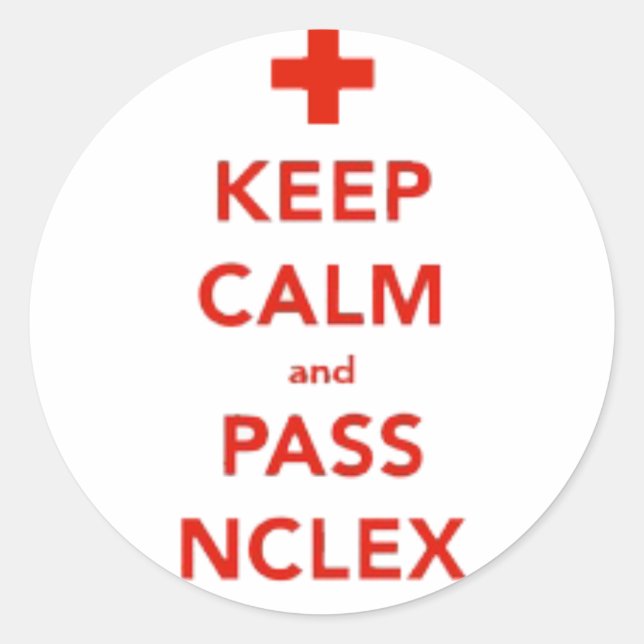 Calm behalten und NCLEX-Sticker passieren Runder Aufkleber (Vorderseite)