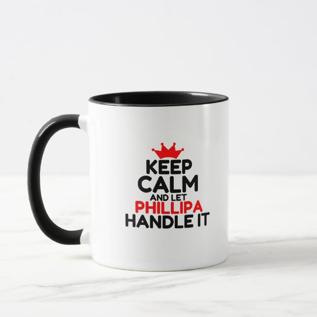 CALM behalten UND PHILLIPA-HANDLE GELASSEN Tasse (Links)