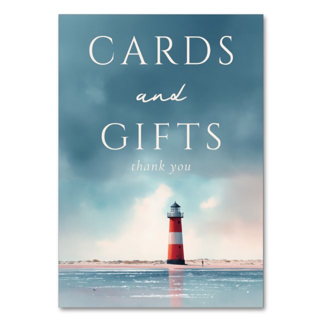 Calm Blue Coastal Lighthouse Scene Tischnummer (Vorderseite)