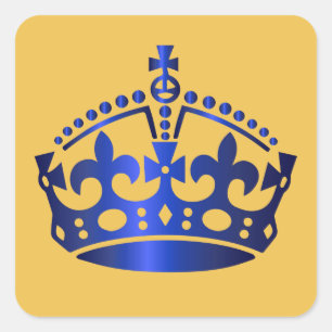 Calm Blue Crown behalten - Hintergrund ändern Quadratischer Aufkleber