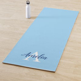 Calm Blue Monogram Script Yoga Mat Yogamatte